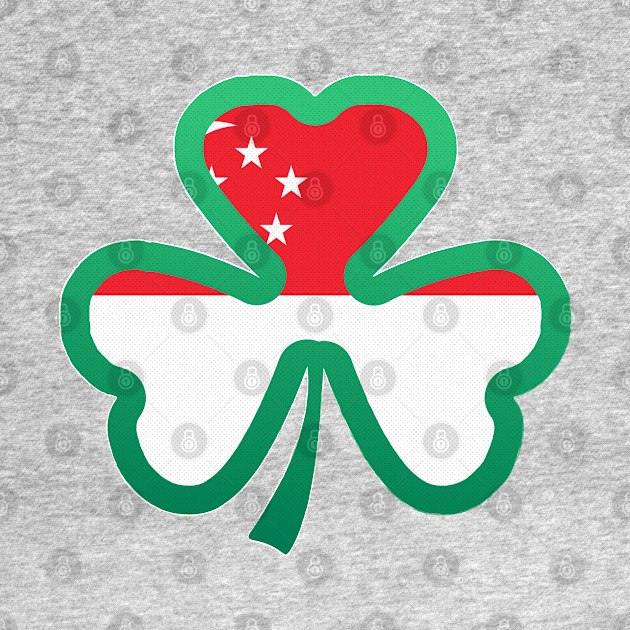 Singapore Flag for st patricks day, Irish Shamrock by Myteeshirts